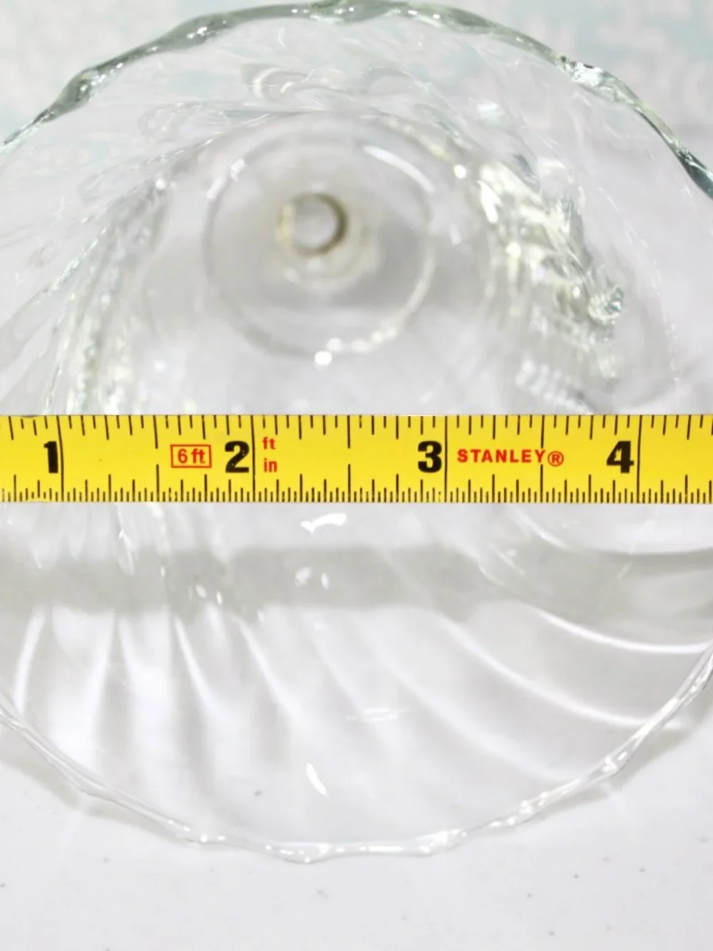 Large Clear Glass Peg Candle Cup Bell Tulip Scallop Ruffled Swirl